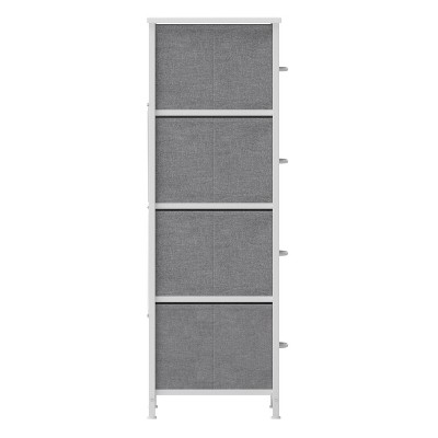 Beige Vertical 4-Drawer Storage Dresser with White Frame