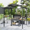 Outsunny 8' x 5' Hardtop Grill Gazebo, Outdoor BBQ Gazebo with Double Metal Roof, 2 Side Shelves and 4 Cup Holders for Patio Backyard Lawn Deck - 3 of 4