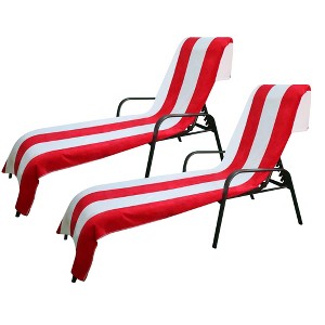 Cabana Striped Cotton Standard Size Towel/ Chaise Lounge Chair Cover Set by Blue Nile Mills - 1 of 4