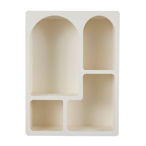Wooden Geometric Wall Shelf With Block Shapes Cream - Olivia & May : Target