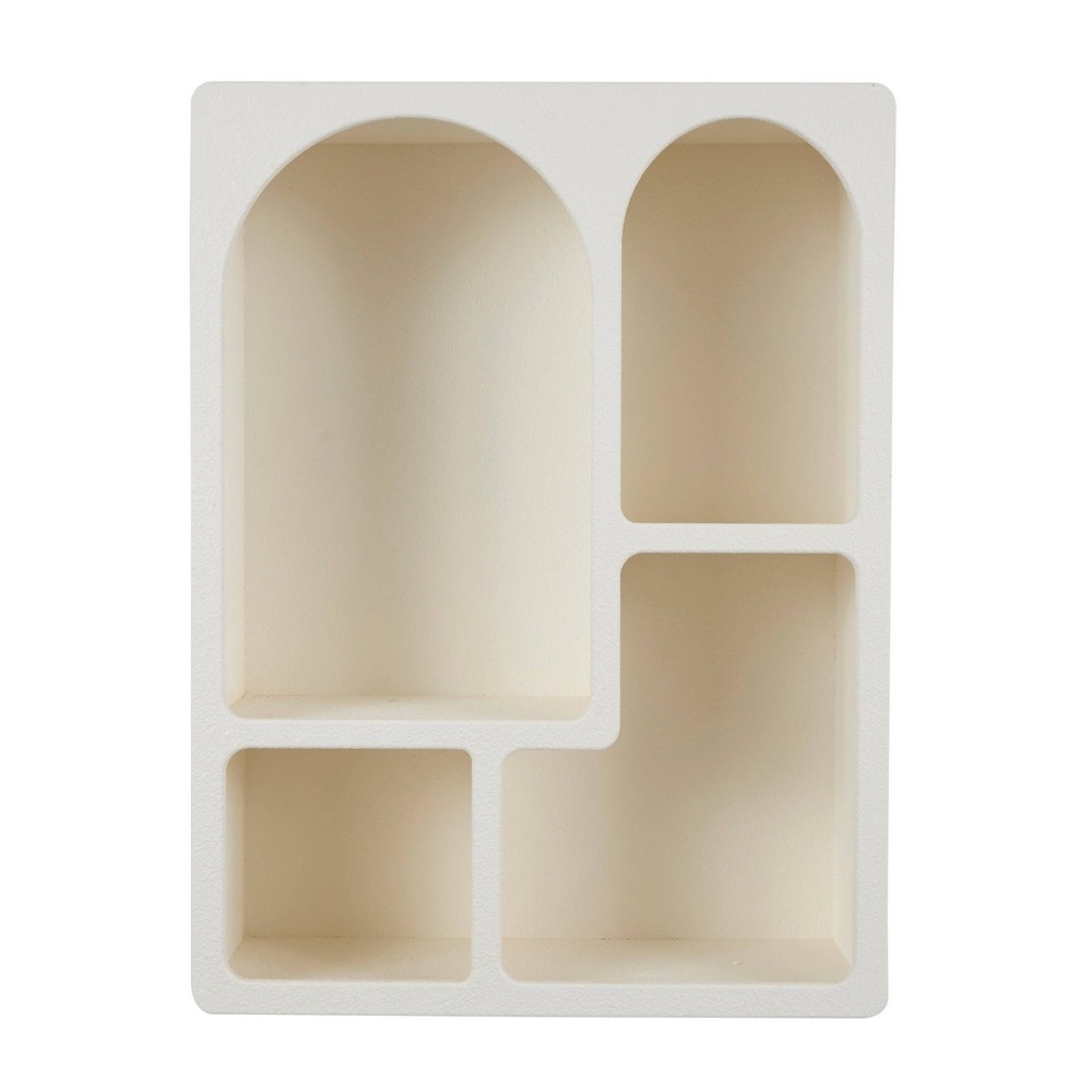 Photos - Wall Shelf 31"x24" Wooden Geometric  with Block Shapes Cream - Olivia & May