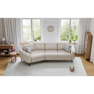 VASIP 111" 3-Seater Curved Upholstered Sofa Plush Fabric with Two Printed Pillows,for Living Room,Apartment,Beige - 1 of 4