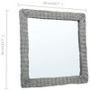 vidaXL Mirror Natural Wicker, Glass 19.7 x 19.7 in Decorative Inlays - 4 of 4