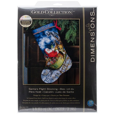 Dimensions Gold Collection Counted Cross Stitch Kit 16" Long-Santa's Flight Stocking (16 Count)