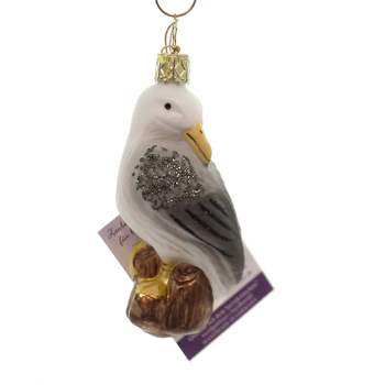 Inge Glas Seagull Ornament  -  3.75 Inches -  Bird Ocean Christmas  -  10072S018  -  Glass  -  Off-White