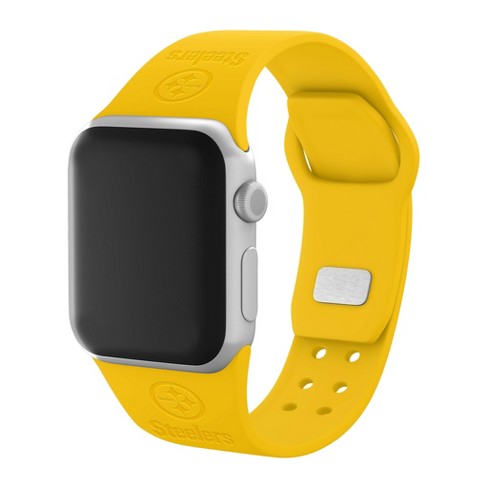 Yellow Pittsburgh Steelers Debossed Silicone Apple Watch Band