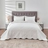 Oversized King Bedspreads 128x120 Extra Wide Quilt for Tall King California King Bed Lightweight 3 Piece Set Pure White - 3 of 4