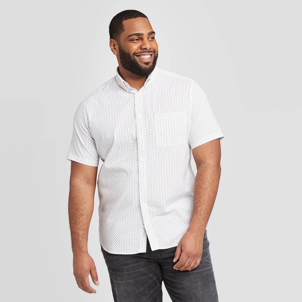 Men's Big & Tall Polka Dot Standard Fit Short Sleeve Button-Down Shirt - Goodfellow & Co True White 5XBT was $19.99 now $12.0 (40.0% off)