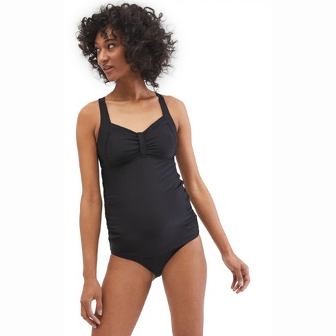 Beach Bump™ Twist Front Maternity Swim Top Upf 50+-black-xl