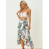 INSPIRE CHIC Women's Tropical Floral Print Ruffle Self-Tie Knot Split Beach Wrap Midi Skirt - 2 of 4