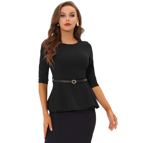 Allegra K Women's Crew Neck Short Sleeve Business Elegant Office Peplum  Sheath Dresses : Target