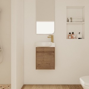 Vynxaria Soft Close Doors Bathroom Vanity With Sink,16 Inch For Small Bathroom - 1 of 4