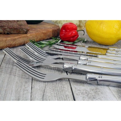 French Home Laguiole Stainless Steel Steak Knife and Fork Set, 8 Piece Set
