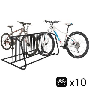 Commercial Bike Rack Garage, Grid Bike Rack in Ground, 10-Bike Capacity Dual Sided Bicycle Storage Stand Parking Stand for Garages, Stores - 1 of 4