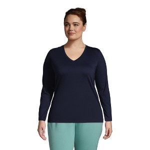 Lands' End Women's Relaxed Supima Cotton Long Sleeve V-Neck T-Shirt - 1 of 2