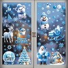 9 Sheets Christmas Window Clings Blue Theme Santa Claus Reindeer Snowman Snowflake Pattern Window Decal Reusable Double Sided Static Stickers - 2 of 4