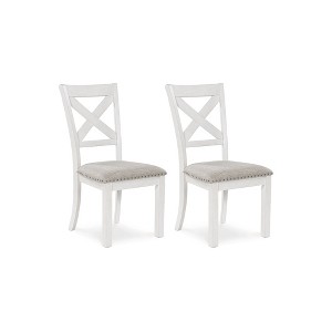 Signature Design by Ashley Robbinsdale Upholstered Nailhead Trim Dining Chairs, Set of 2, Antique White - 1 of 4