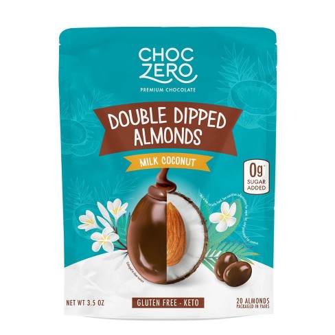 Choc Zero Milk Chocolate Double Dipped Coconut Almonds - 3.5oz : Target
