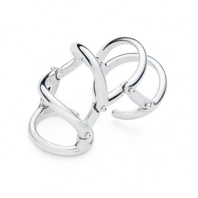 Lucy Quartermaine Drop Armour Ring with Double Hinge - Distinctive Sterling Silver Design, Medium