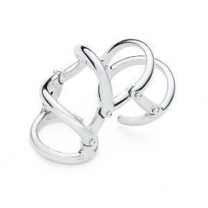Lucy Quartermaine Drop Armour Ring with Double Hinge - Distinctive Sterling Silver Design, Medium - 1 of 4
