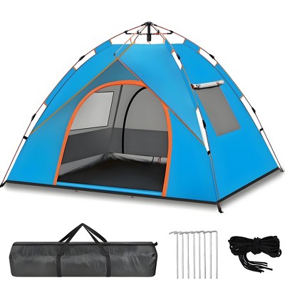 Musment 3/4-Person Pop Up Camping Tent with 2 Doors & 2 Windows for Camping/Traveling/Family Gathering/Hiking/Beach
