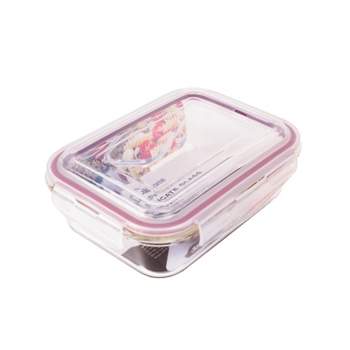 Lexi Home Rectangular Meal Prep Container with Red Lid - Oven-Safe Glass Food Storage