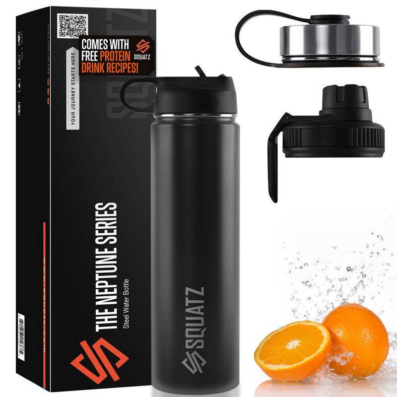 SQUATZ 24 Oz Neptune Series Steel Water Bottle, Stainless Double Wall Vacuum Insulated Flask with Handle Strap, 1 of 8