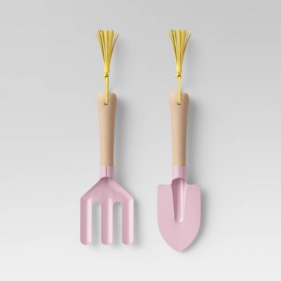 kids pink gardening digging fork and spade