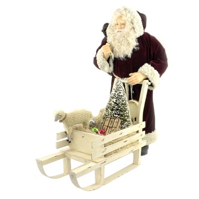 Christmas 21.0" Victorian Santa Sled And Toys Lamb Tree Drum  -  Decorative Figurines