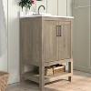 Emma and Oliver Bathroom Vanity, Single Sink Cabinet with 2 Soft Close Doors and Open Shelf, Carrara Marble Finish Countertop - 2 of 4