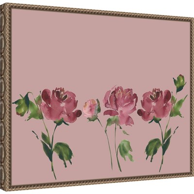 Mauve Peonies Beaded Framed Canvas Wall Art