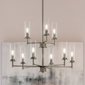Urban Ambiance Luxury New Traditional Chandelier 34.25''H x 28''W,  Brushed Nickel Finish,  Griffith Collection, UHP3980 - 1 of 4