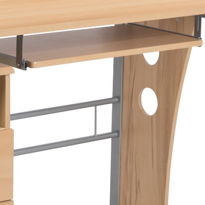 Maple Executive Pedestal Desk with Keyboard Tray and Storage Drawers
