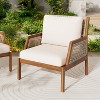 Acacia Wood Outdoor Wicker Club Chair, Woven Accent Chair Armchair with Cushions, Patio Lounge Chair for Porch, Garden & Balcony, Brown - ModernLuxe - 2 of 4