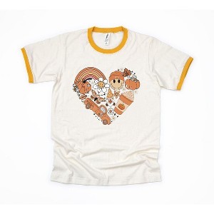 Simply Sage Market Women's Fall Collage Heart Short Sleeve Ringer Tee - 1 of 3