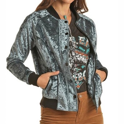 Women's Velour Bomber Jacket - Rock & Roll Denim
