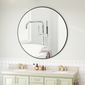 FONTOI Bathroom Vanity Mirrors, Circular Mirror, Metal Framed Mirror, Dressing Mirror for Bathroom Living Room Bedroom, Black, 41.73"*0.98"*41.73" - 1 of 4
