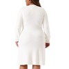 Agnes Orinda Women's Plus Size Crew Neck Long Sleeve Fall Fashion Knit Midi Pullover Sweater Dresses - 4 of 4