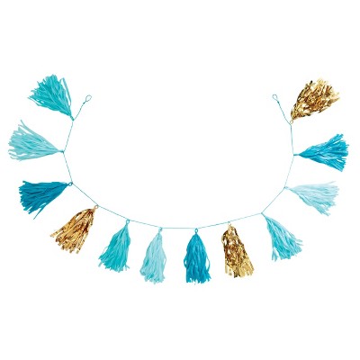 82" Tassel Garland Turquoise/Gold - Spritz™