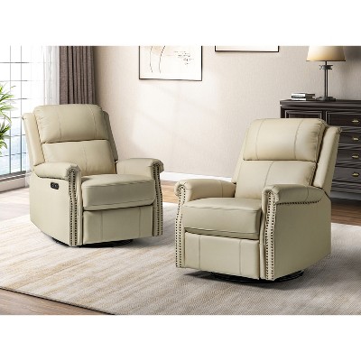 Set of 2 Lorenzo Genuine Leather Power Rocking Recliner | ARTFUL LIVING DESIGN