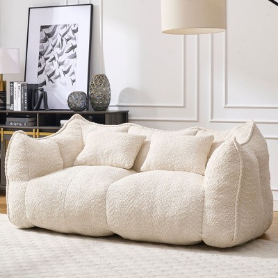 NicBex Chenille Bean Bag Chair with High-Resilience Foam and 2 Seats,Lazy Sofa Chair with Handle Design and Armrest,Lounge Chair for Living Room