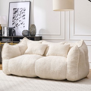 NicBex Chenille Bean Bag Chair with High-Resilience Foam and 2 Seats,Lazy Sofa Chair with Handle Design and Armrest,Lounge Chair for Living Room - 1 of 4