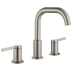 CLIHOME 8 in. Widespread 2-Handle 3-Hole Bathroom with Valve and Water Supply Hoses - 1 of 4