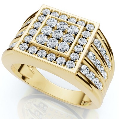 Pompeii3 1Ct TW Diamond Men's Anniversary Wedding Ring High Polished Band 10k Yellow Gold