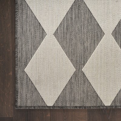 Charcoal and Off-White Diamond Pattern Synthetic 5' x 7' Rug