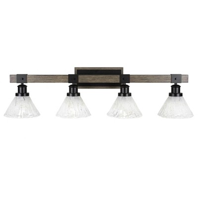 Toltec Lighting Tacoma 4 - Light Vanity in  Black/Painted Wood with 7" Italian Ice Shade