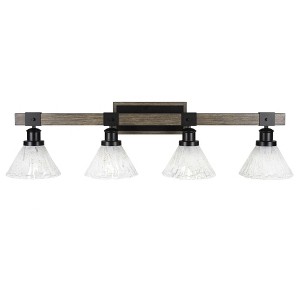 Toltec Lighting Tacoma 4 - Light Vanity in  Black/Painted Wood with 7" Italian Ice Shade - 1 of 1