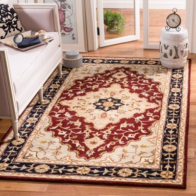 Heritage Red and Black Hand-Tufted Wool 4' x 6' Area Rug