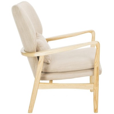 Tarly Beige Natural Elm Wood Transitional Arm Chair