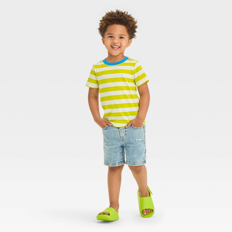 Toddler Boys' Striped Jersey Knit T-Shirt - Cat & Jack™ White, 4 of 5
